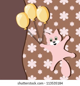 card with cat and balloons