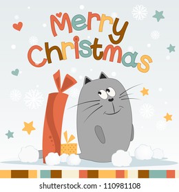 Card with a cat on Christmas