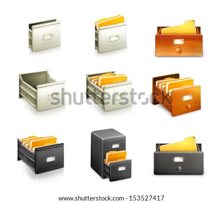 Card catalog, set of vector icons