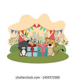 card of celebration with animals