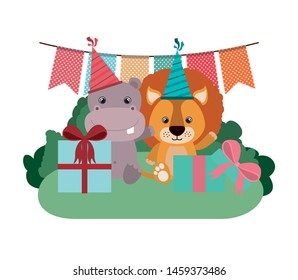 card of celebration with animals