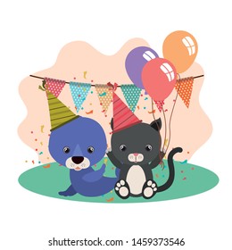 card of celebration with animals