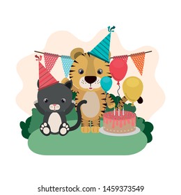 card of celebration with animals