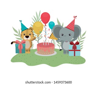 card of celebration with animals