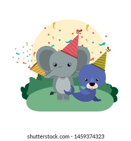 card of celebration with animals