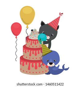 card of celebration with animals