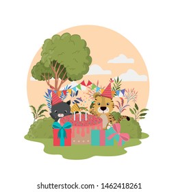 card of celebration with animals