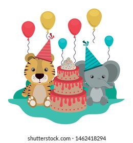 card of celebration with animals
