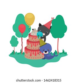 card of celebration with animals