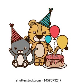 card of celebration with animals on white background