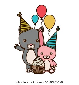 card of celebration with animals on white background