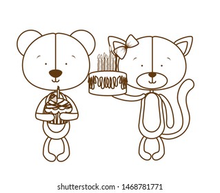 card of celebration with animals on white background