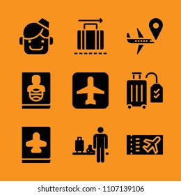 card, check, open and baggage icon set. Vector illustration for web and design.