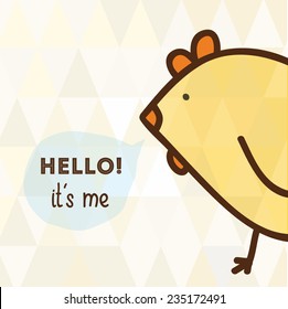 card with chicken and font composition