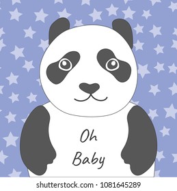 Card for children with cute panda and stars