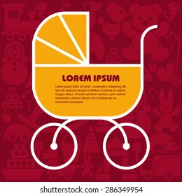 Card with childrens toys. Design element baby cards, poster, banner, stickers, advertisements, announcements, labels, flyer. Flat design. Vector illustration. Easy to edit or change color
