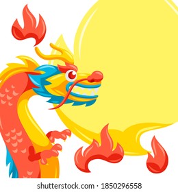 Card with Chinese dragon. Traditional China symbol. Asian mythological animal.