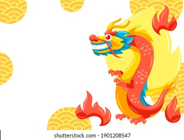 Card with Chinese dragon. Traditional China symbol. Asian mythological animal.