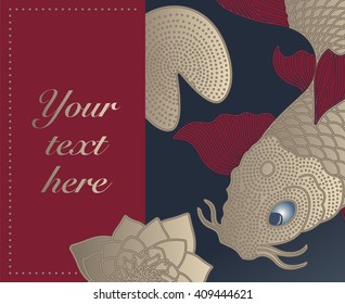 Card with Chinese Fish in the Pond