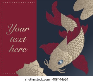 Card with Chinese Fish in the Pond