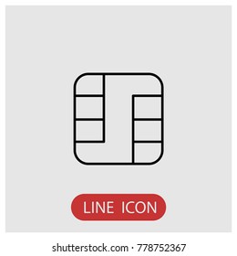 Card, chip vector line icon.