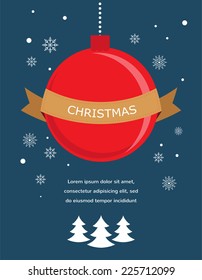 card with Christmas ball  and seasonal objects