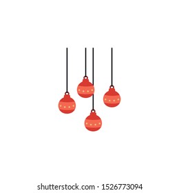 card with christmas balls hanging vector illustration design