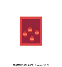 card with christmas balls hanging vector illustration design