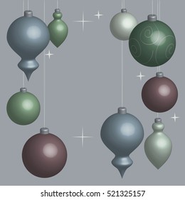 Card Christmas balls soft in 3D, vector
