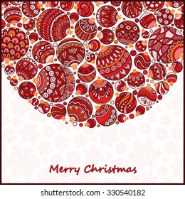 Card with christmas balls, vector illustration