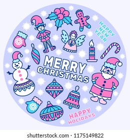 Card with Christmas elements, Vector Illustration