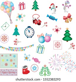 Card with Christmas illustrations for design, vector