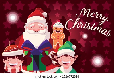 card of christmas with label merry christmas vector illustration design