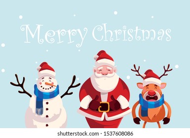 card of christmas with label merry christmas vector illustration design