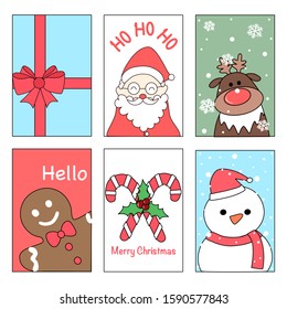 Card of christmas with label merry christmas vector design for Christmas day and new year day, Holiday concept, Hand draw doodle cartoon style.