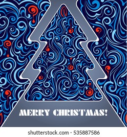 Card with a Christmas tree