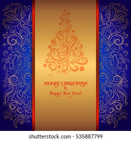 Card with a Christmas tree