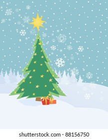 card with Christmas tree