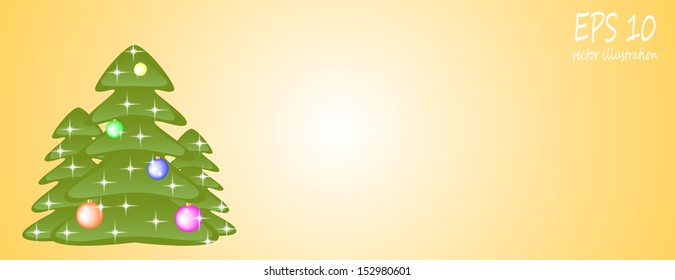 card Christmas tree with balls