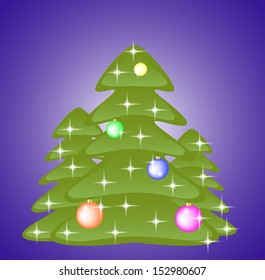 card Christmas tree with balls