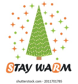 carta con elementos de decoración y árbol de Navidad, afiche retro de Feliz Navidad. Ilustración de Navidad y Feliz Año Nuevo. Estilo retro moderno, plantilla de diseño.