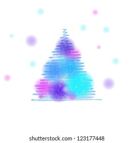 card with christmas tree.  layered vector. Eps10