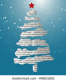 Card Christmas tree made of news paper