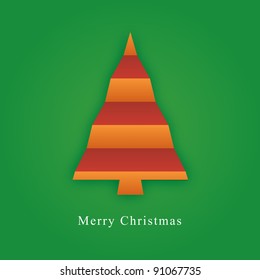 Card with christmas tree made from paper fold