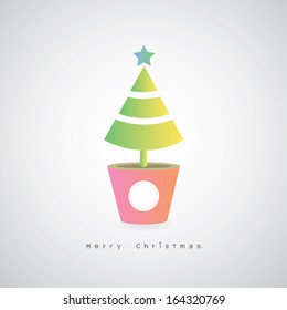 card christmas tree on gray background 