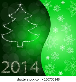 Card With Christmas Tree From Stars. Vector