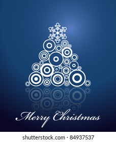 Card with Christmas tree and text Merry Christmas