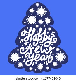 Card with Christmas tree, Vector Illustration