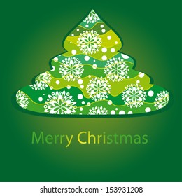 card with christmas tree. Vector illustration