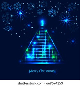 card for christmas with christmas tree for your design
